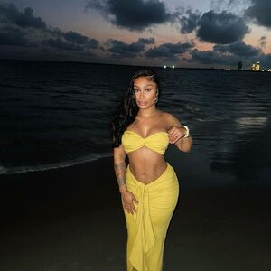 MARS THE LABEL: Yellow Two-Piece Beach Outfit